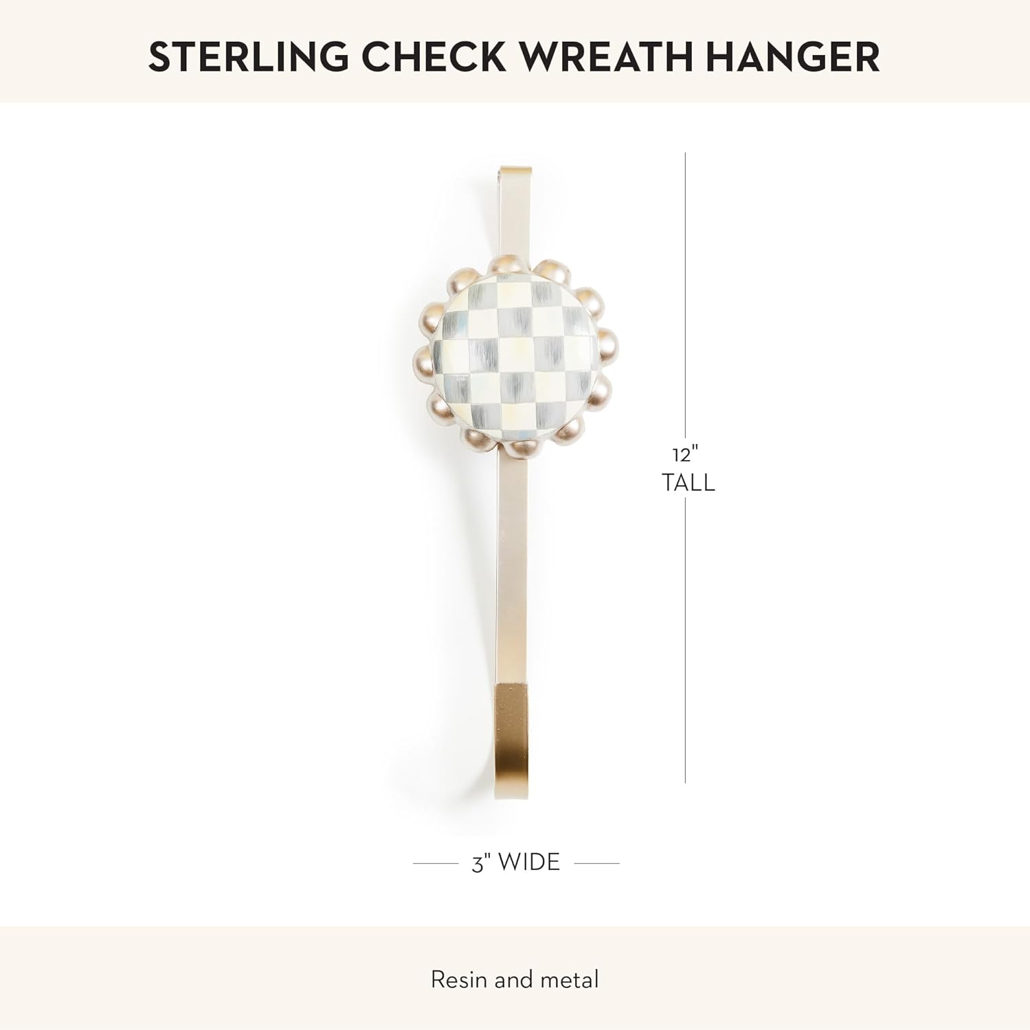 Mackenzie-Childs Wreath Hanger Gray White Check