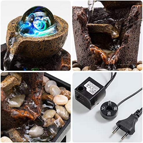 AMOOTEK Tabletop Fountain with LED Lights and Bubble Bubbles
