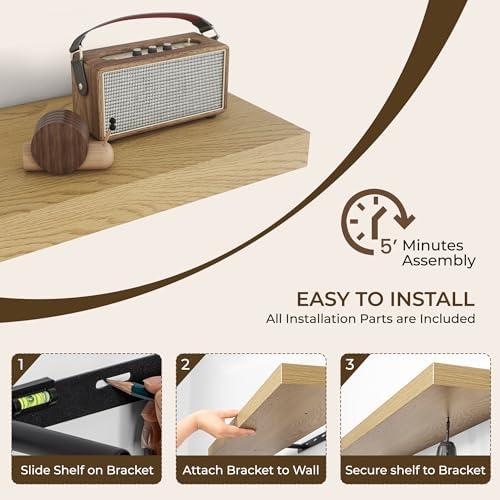 RICHFOCUS 36 Inch Floating Shelves Set of 2