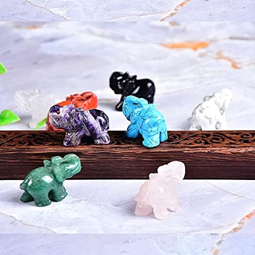 HXSCOO 1PC Natural Crystal Elephant Amethyst Obsidian Home Decor Stone