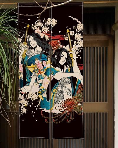 Japanese Noren Door Curtain with Ukiyoe Design