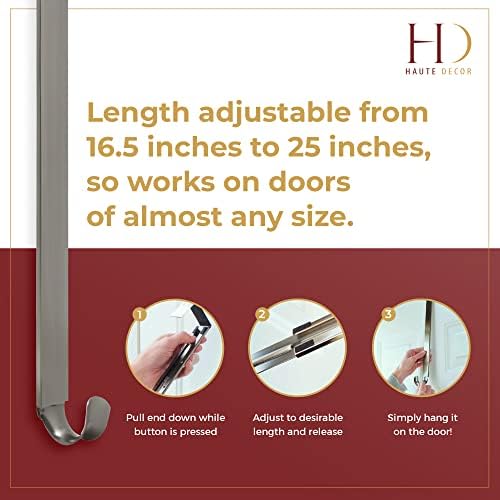 Haute Decor Adjustable Wreath Hanger 2 Pack - Brushed Nickel
