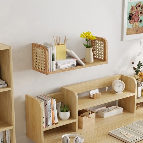 Rattan Floating Shelf for Home and Office