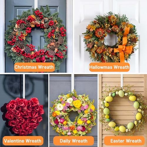 12 White Wreath Hanger Hooks for Front Door 2 Pack