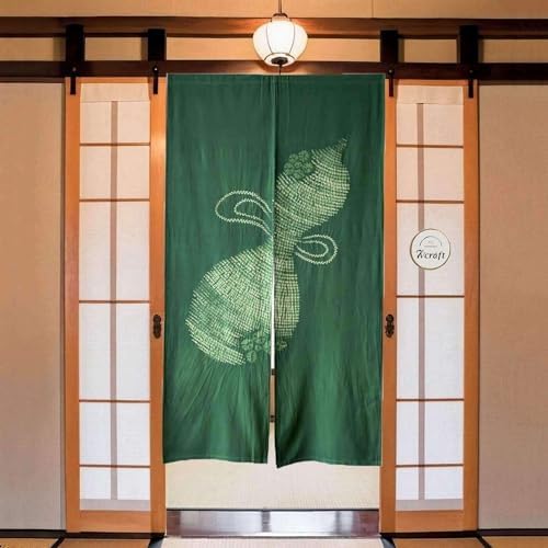 Hand Dyed Noren Japanese Door Curtain in Green 335x59in