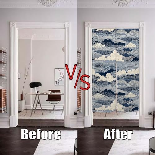 Japanese Noren Door Curtain Wave Pattern Decor 34x60