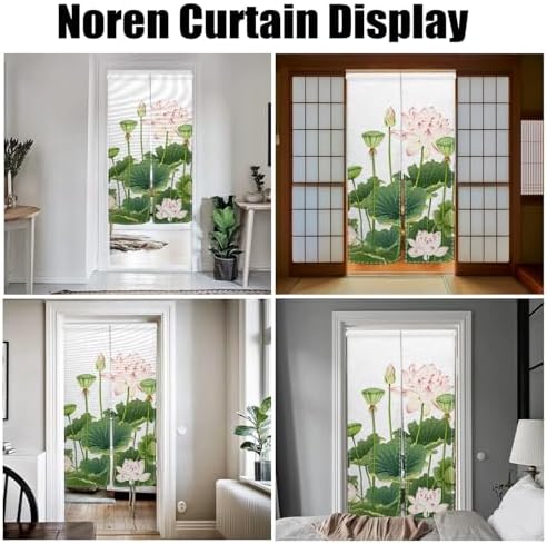 Japanese Noren Door Curtain with Lotus Print