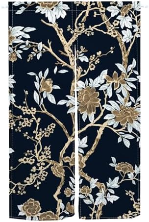 Japanese Doorway Curtain Panel 34x60 Inches Bloomy Flowers