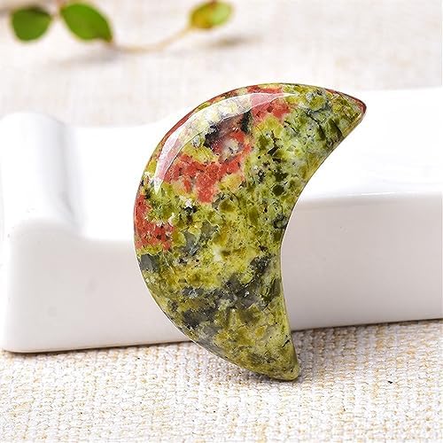 AtkitS White Turquoise Crescent Moon Shaped Crystal Decoration