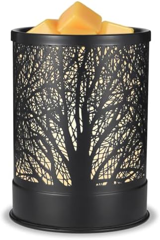 Metal Wax Melts Warmer with LED Light Black Tree Design