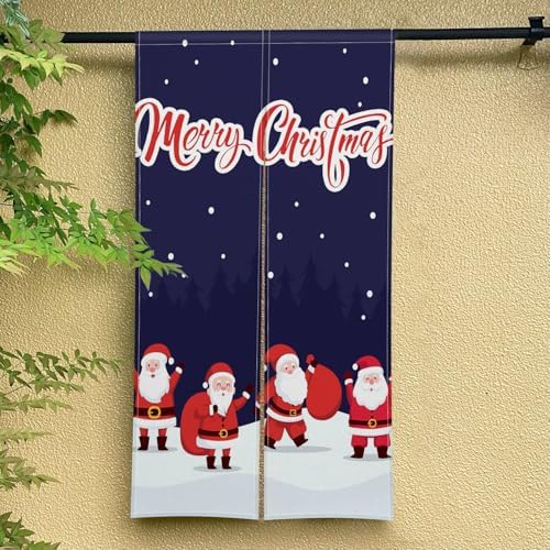 Japanese Noren Door Curtain with Snowman Christmas Design