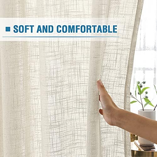 HVERSAILTEX Natural Linen Blended Curtains Burlap Textured Ivory 52 x 108