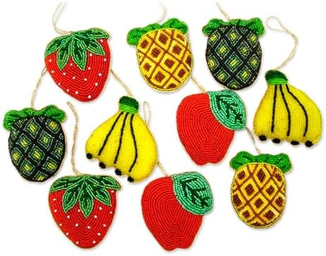 Novica Decorative Hand Beaded Cotton Holiday Ornaments Set of 10