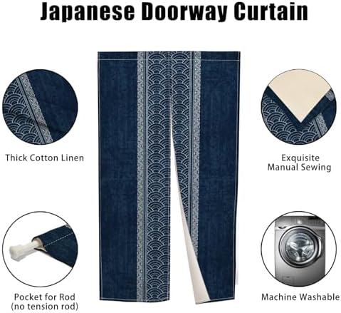 Noren Doorway Curtain Royal Blue Hanging Panel