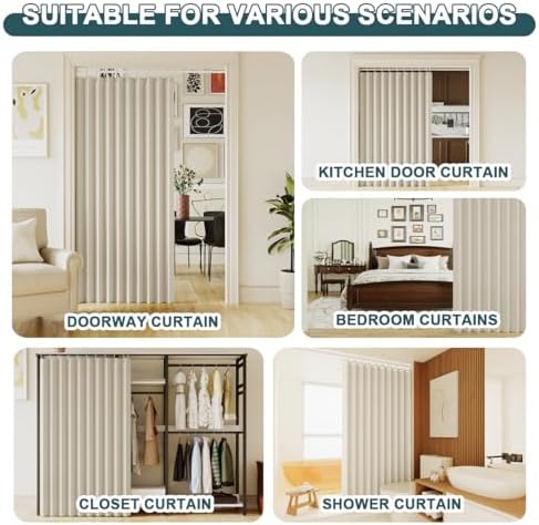 Turquoize Ivory White Blackout Accordion Door Curtain