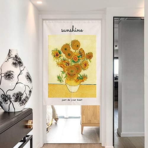 Japanese Noren Curtain Sunflower Doorway Decor