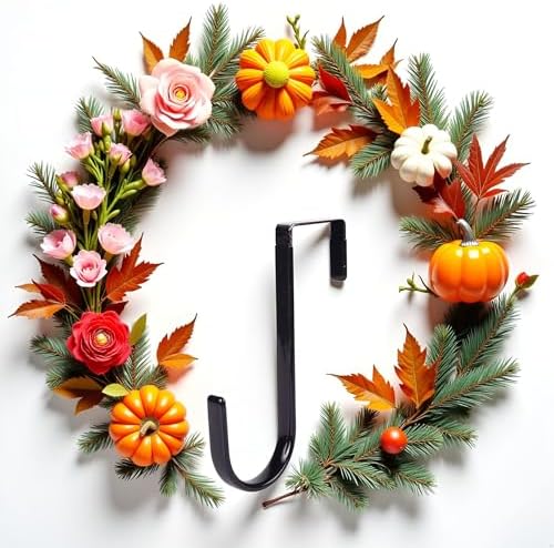 Black Wreath Hanger - Heavy Duty Seasonal Decor Hook