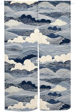 Leowefowa Japanese Noren Curtain Great Wave Design