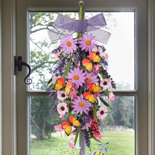 GLOMAXLY Purple Lavender Wreath Swag Decor 2PCS