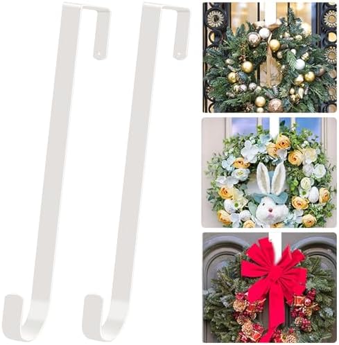 2 Pack Powder White Wreath Hangers for Front Door Windows