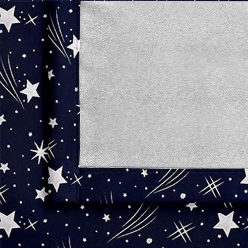 Homxi 2 Panel Balcony Curtains Blackout Navy Blue White Eyelet Starry Sky