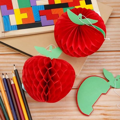4 Pcs Red Honeycomb Apple Hanging Decorations