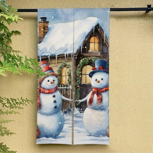 ChloropLastid Snowman Noren Door Curtain 34x60 Inch