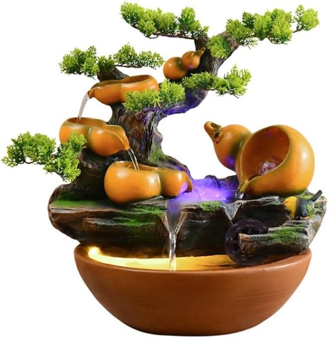 Lucky Gourd Tabletop Waterfall Fountain Office Decor