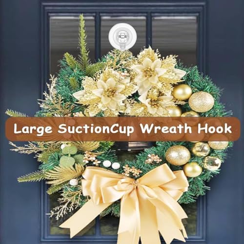 3 Pack Heavy Duty Clear Suction Wreath Hanger Hooks