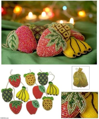 Novica Decorative Hand Beaded Cotton Holiday Ornaments Set of 10