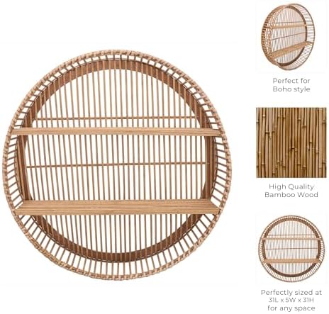 Sagebrook Home Bamboo Wall Shelf - 31 Boho Floating Shelf