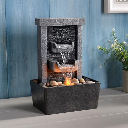 GOSSI Indoor Waterfall Fountain with LED Lighting