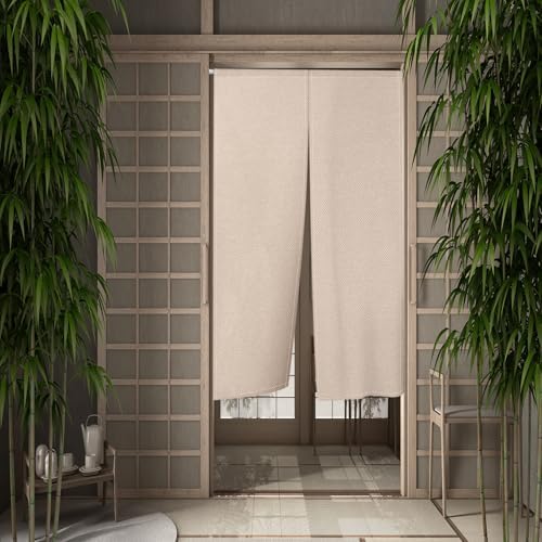 Leowefowa Light Brown Japanese Noren Door Curtain