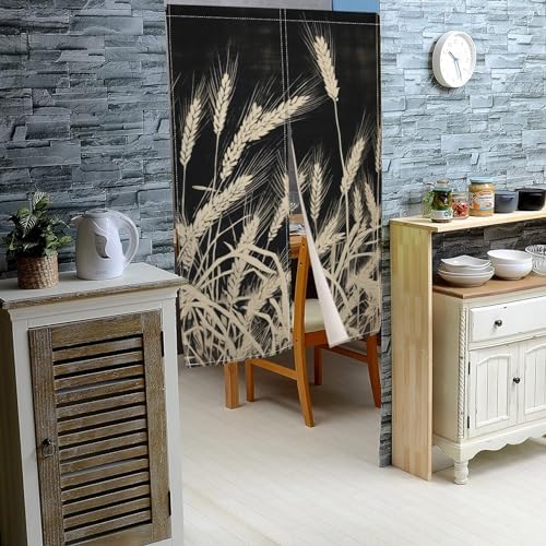 Japanese Style Doorway Curtain Privacy Divider Noren Panel 34x60 Wheat