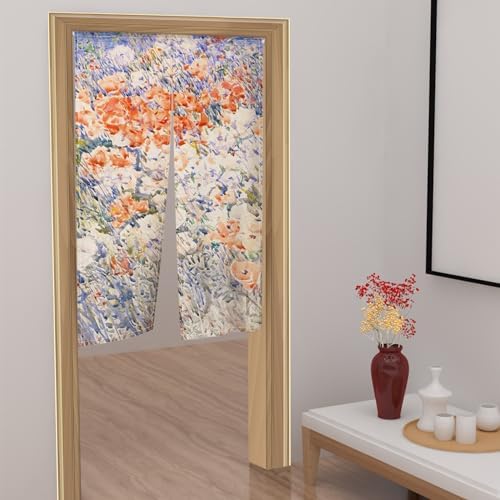Japanese Noren Door Curtain Abstract Floral Style Panel
