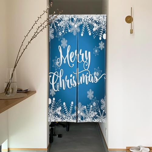 ChloropLastid Blue Snowflake Noren Door Curtain