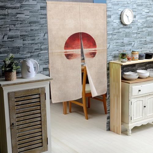 Traditional Japanese Noren Door Curtain 34x48 Sunset