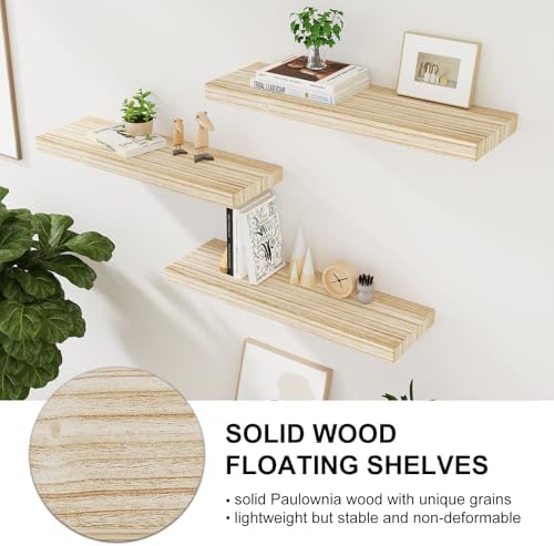 BOFIRE Floating Wall Shelves - 17 Inch Solid Wood Decor