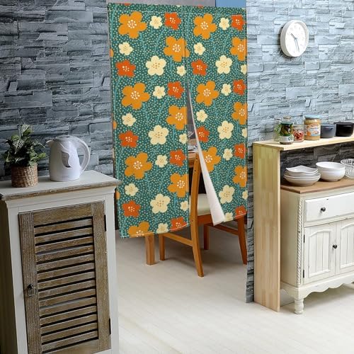 Leowefowa Retro Floral Door Curtain Panel