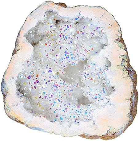 Rockcloud White AB Crystal Geode for Home Office Decoration