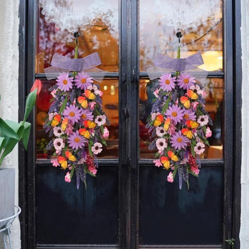 GLOMAXLY Purple Lavender Wreath Swag Decor 2PCS