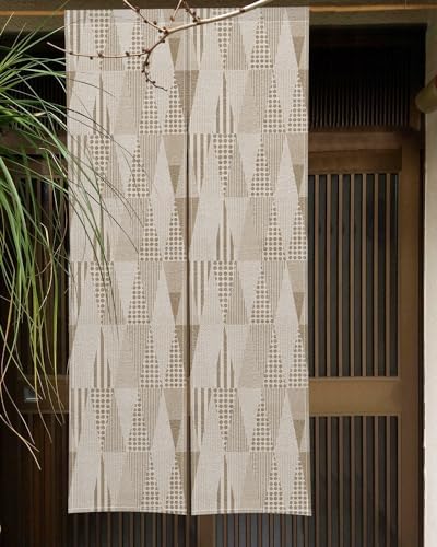 Japanese Noren Door Curtain with Abstract Pattern - 34 x 60 Brown