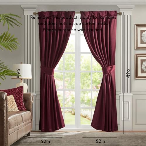 Elegant Burgundy Pleat Curtain Panel with Tieback
