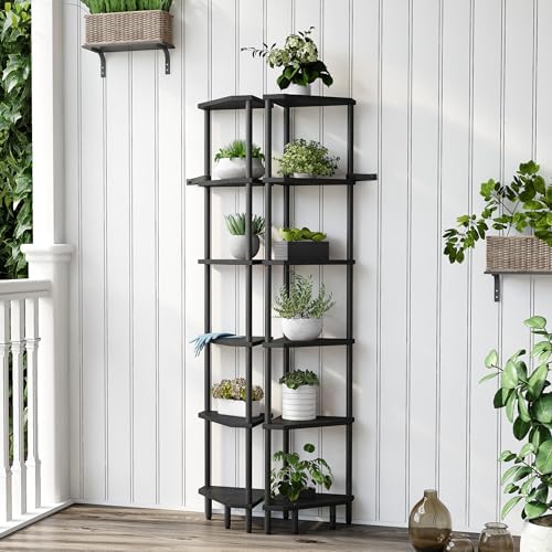 6 Tier Corner Shelf Stand LCS502B Black