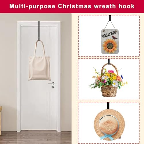 2 Pack 15 Inch Black Wreath Hanger for Front Door