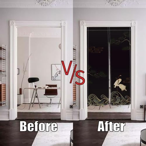Traditional Japanese Noren Door Curtain Red-Crowned Crane 335x472 Inch
