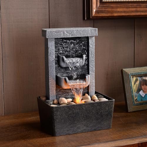 GOSSI Indoor Waterfall Fountain with LED Lighting