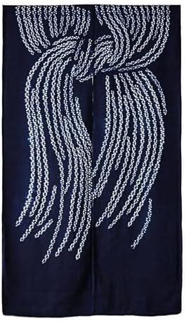 Hand Dyed Japanese Noren Curtain - Lucky Knot Indigo 335x59in
