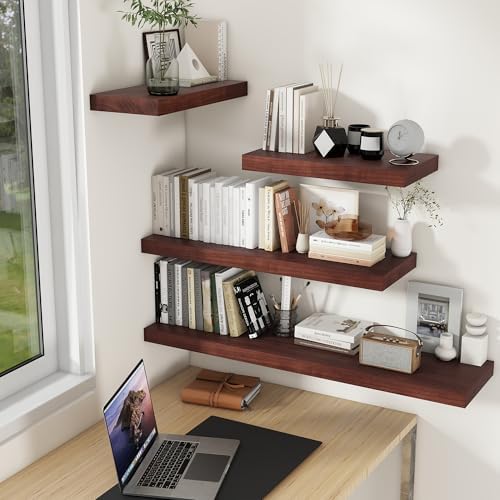 Rustic Solid Wood Floating Shelves Set of 2