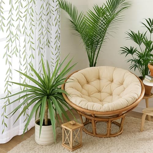 108 Inch Sheer Curtains with Green Leaf Pattern 2 Panels Set